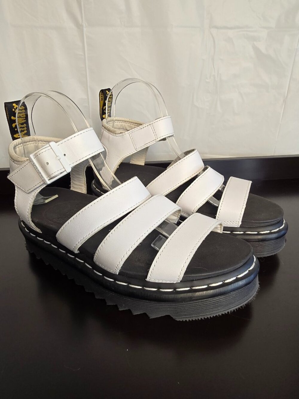Doc Dr. Martens Blaire Gladiator White Leather Sandals Women's Size 8